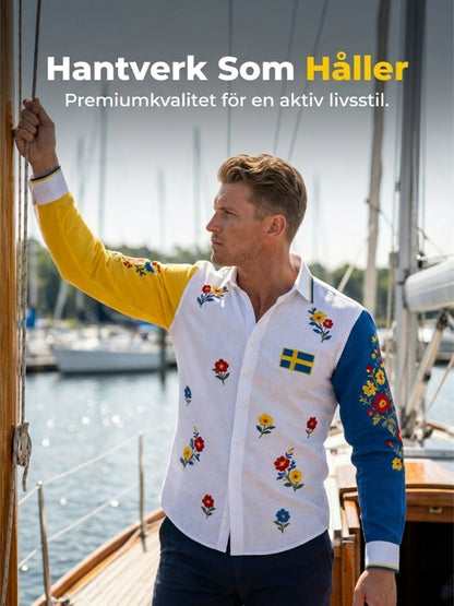 Herrkläder Svensk midsommarfest konsttryck långärmad tröja