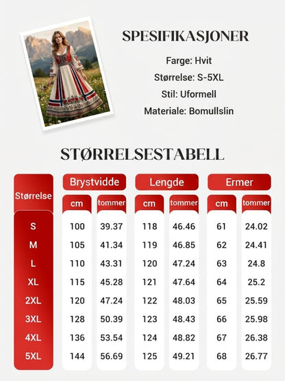Damekjole i nordisk skandinavisk stil med blomstermaleri