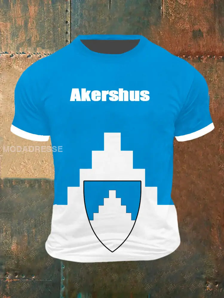 Akershus skriver ut korte erme-t-shirt blå / S