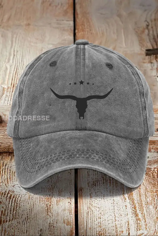 Amerikansk Retro Style tvättad bomull tryckt baseball keps grått / JM