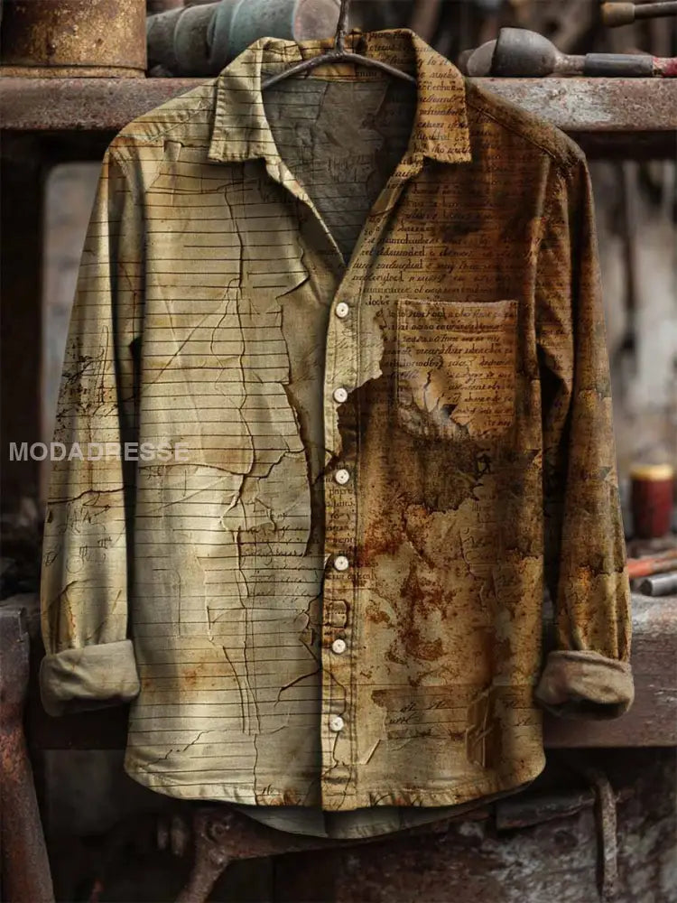 Ansträngd rost Print Långärm skjorta som bild / S