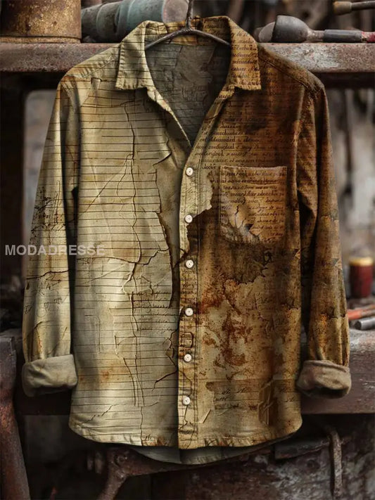 Ansträngd rost Print Långärm skjorta som bild / S