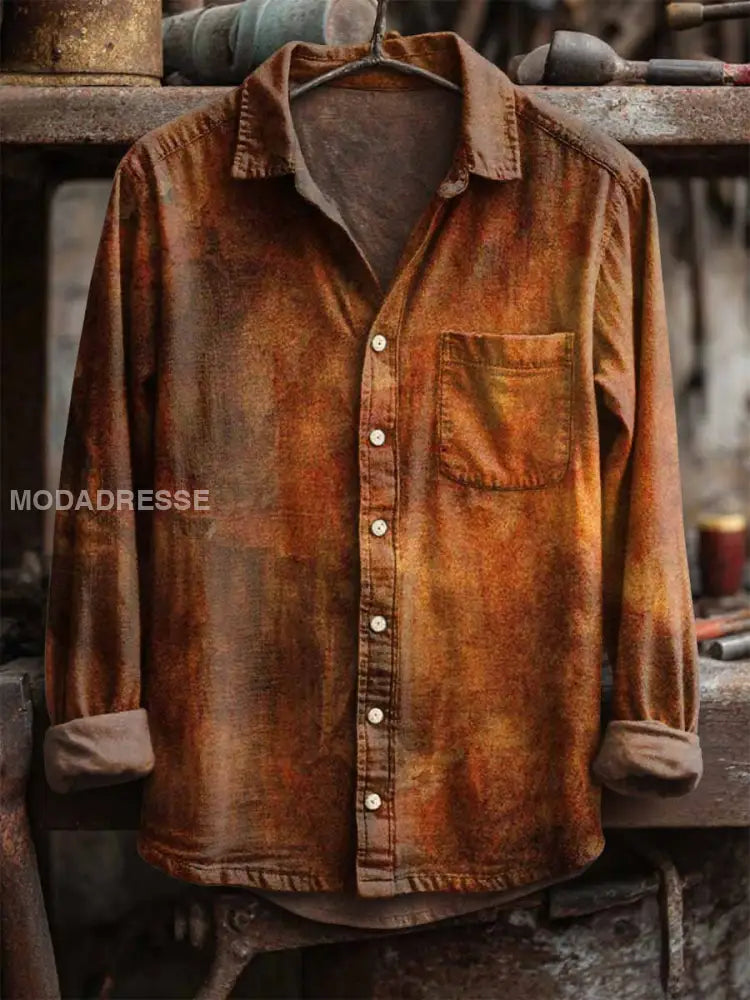 Ansträngd rost Print Långärm skjorta som bild / S