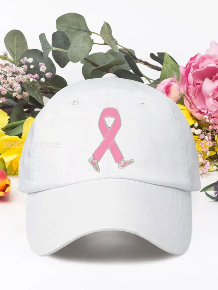 Bröstcancer rosa band unisex hatta vit / ONE