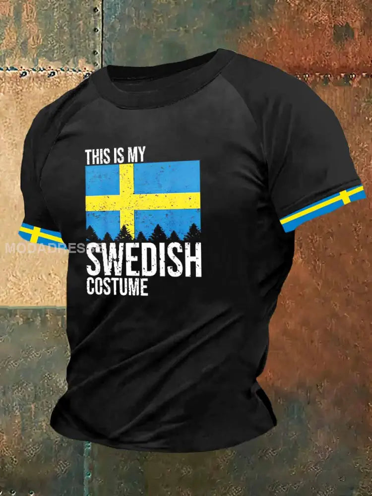 Detta är min svenska kostym Tryck Vintage Mode Plunger Kort ärm T-shirt S