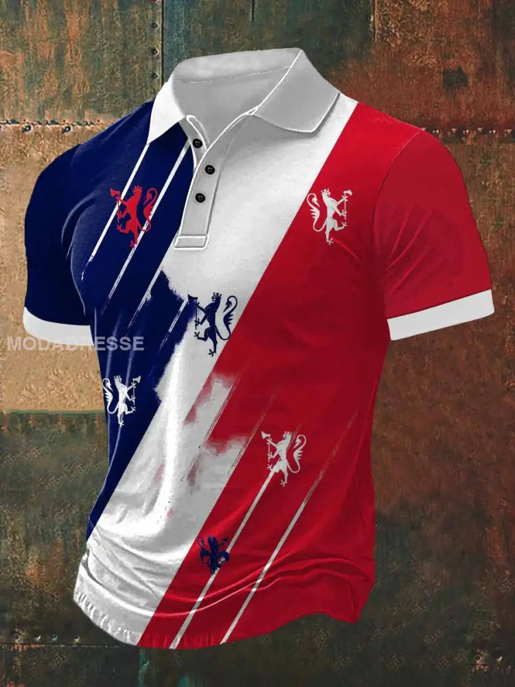 Fargerig Norge skilt skriv ut med Polo hals korte erme-t-skjerte S