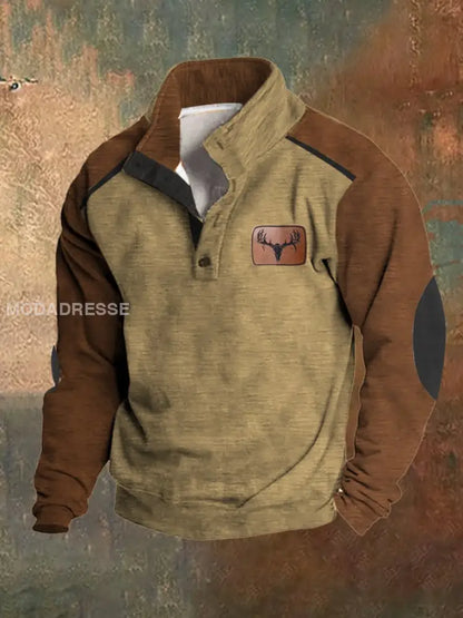 Fleece-genser for menn med vintage-jaktkrage med hjortekrage Bestseller