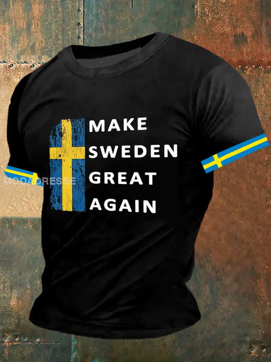 Göra Sverige stor igen Skriv ut Vintage Fashion Kort ärm T-shirt S