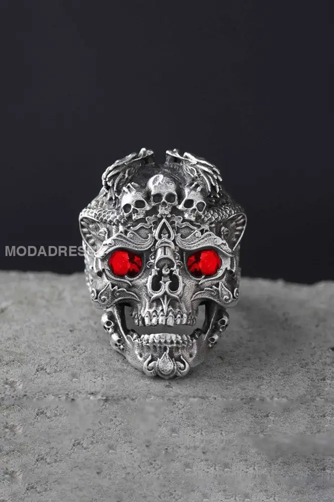 Gothic Punk Skull Ringe röd / JM