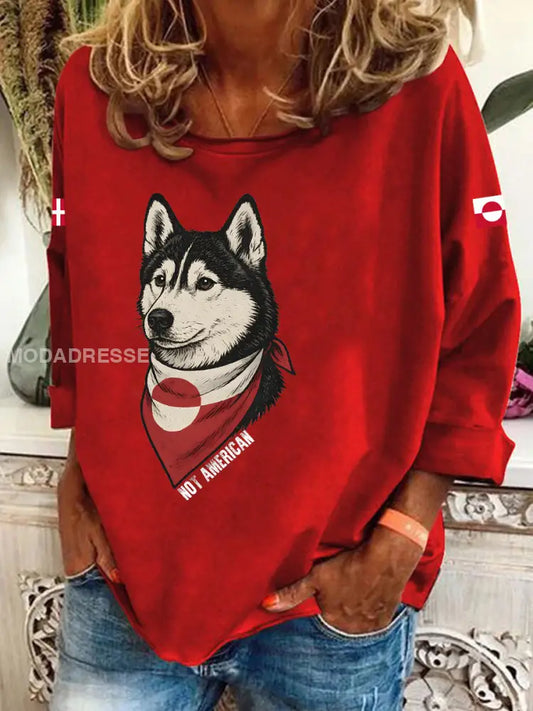 Grønland hund langærme T-shirt rød / S