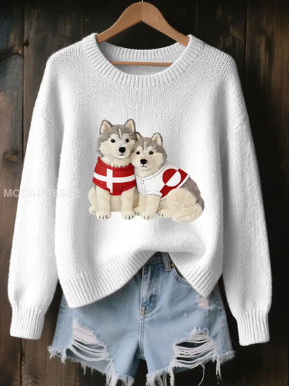 Grønlands hunde sweater til kvinder hvid / S