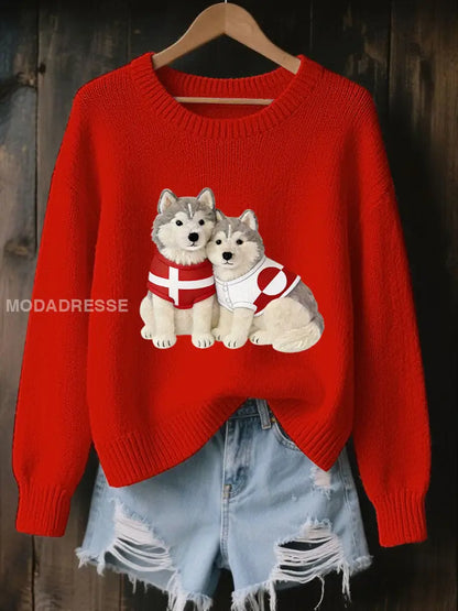 Grønlands hunde sweater til kvinder rød / S