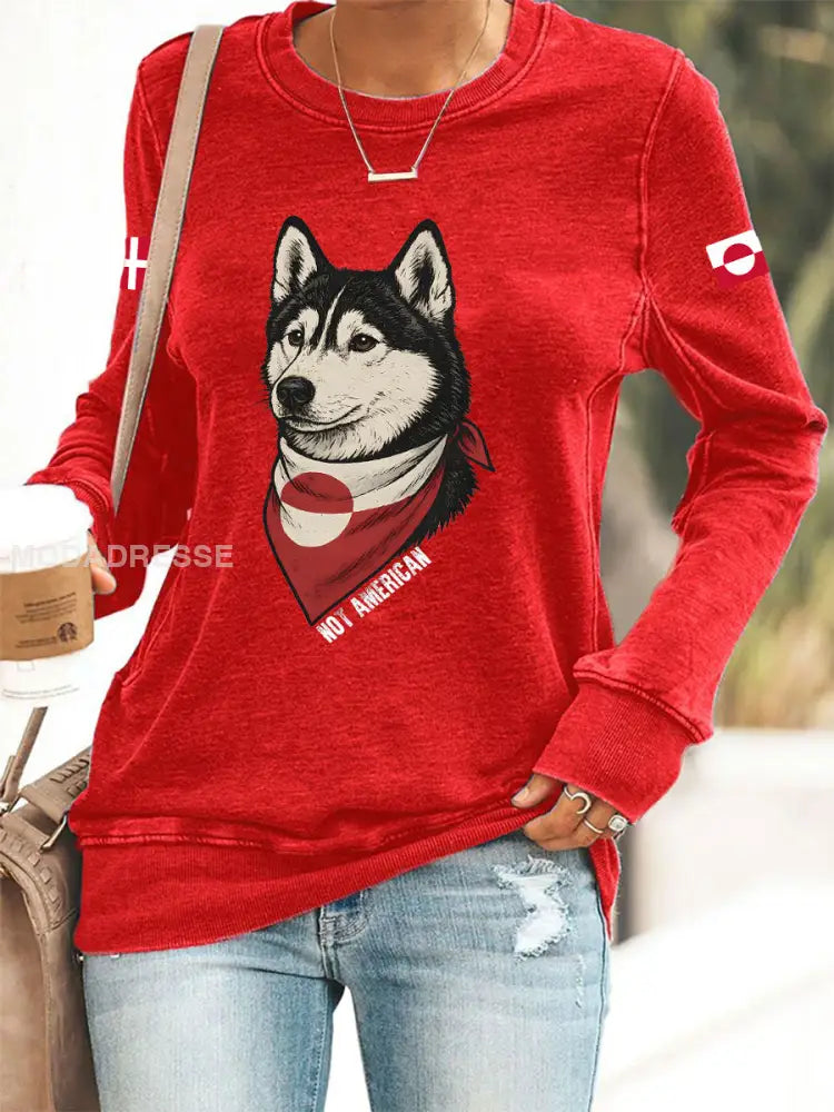 Grønlands hunde-sweatshirt rød / S