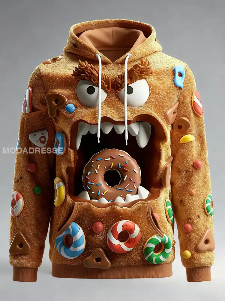 Herr Retro jul tryckt Hoodie tryckt som bild / S