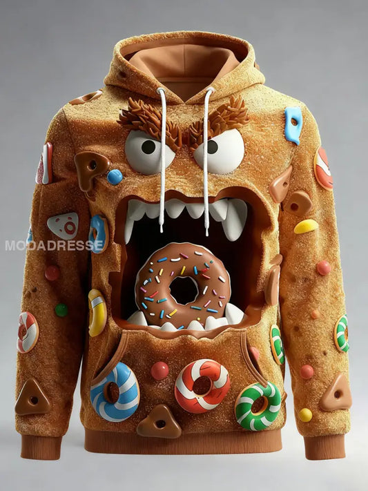 Herr Retro jul tryckt Hoodie tryckt som bild / S
