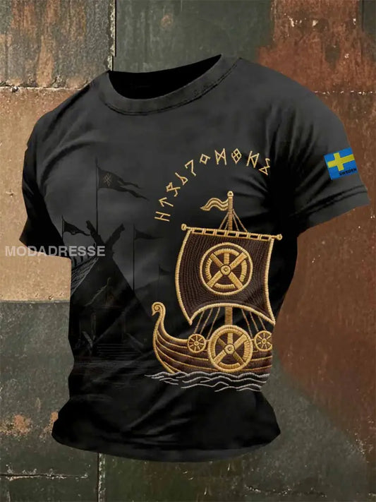 Herr Retro Viking Valkyrie Tryckt Avslappnad T-shirt som bild / S