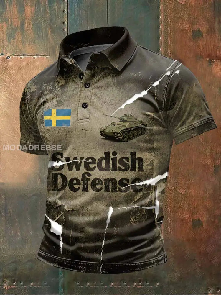 Herr Vintage Sliten Svenskt Musik Tema Casual T-shirt som bild / S