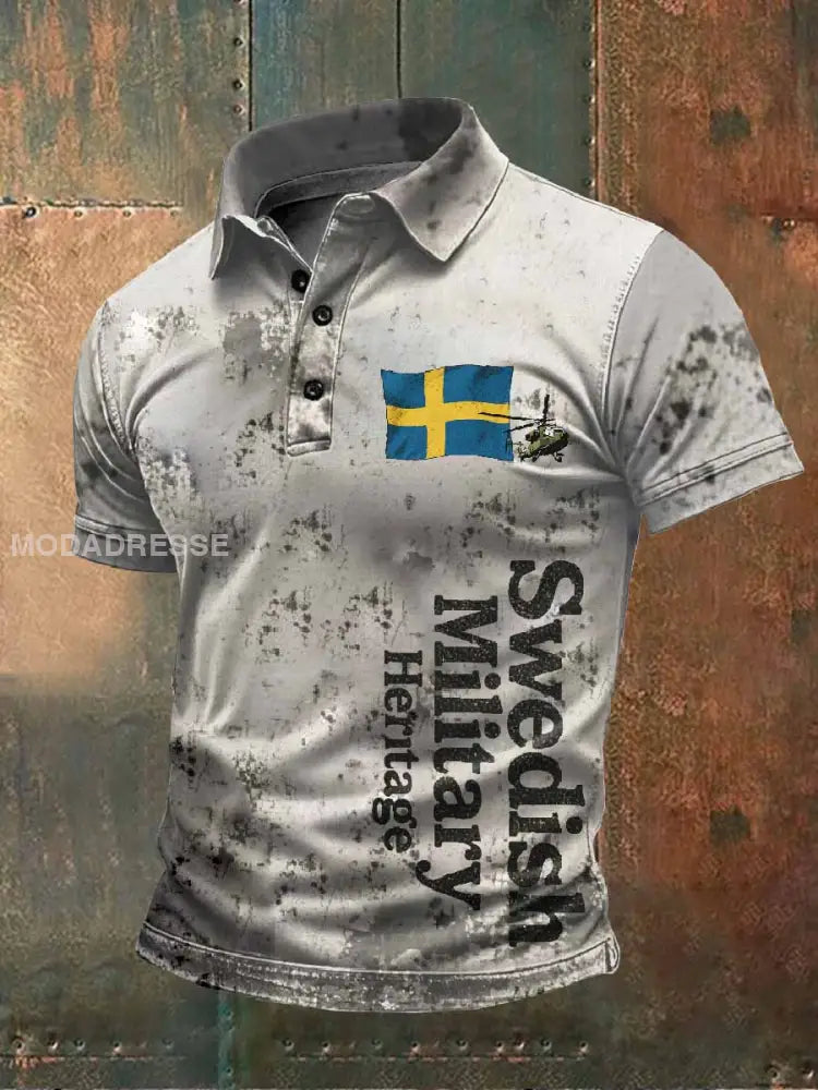 Herr Vintage Sliten Svenskt Musik Tema Casual T-shirt som bild / S