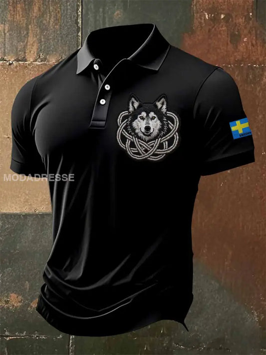 Herr Vintage Svensk Svensk Laphang Hund Pikétröja som bild / S