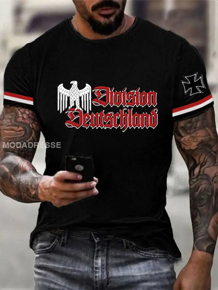 Herravdelning Deutschland tryckt T-shirt svart / S
