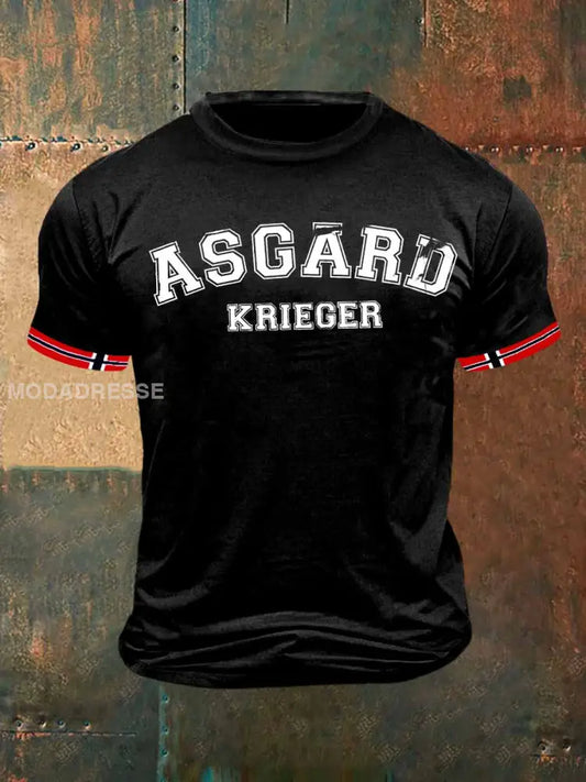 Herrens Asgasrd utskrift Vintage Kort erme T-shirt S