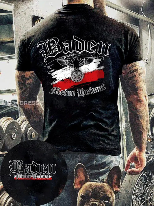 Herrens Baden Meine Heimat tryckt kort ärm T-shirt svart / S