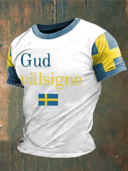Herrens Gud välsigne Sverige Tryckt T-shirt vit / S