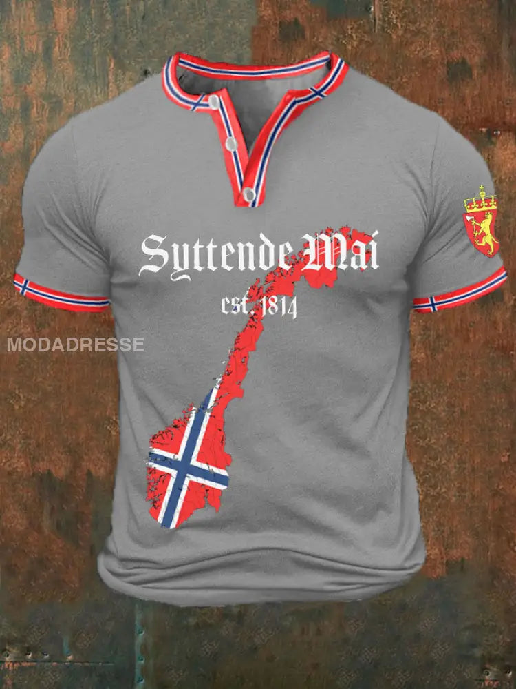 Herrens Norge 1814.5.17 Trykt Henry Krageskjort grå / S
