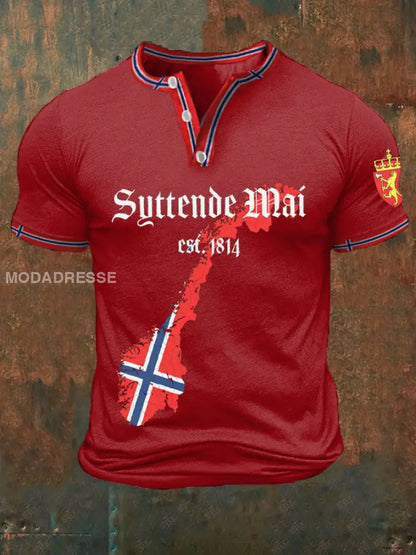 Herrens Norge 1814.5.17 Trykt Henry Krageskjort rød / S
