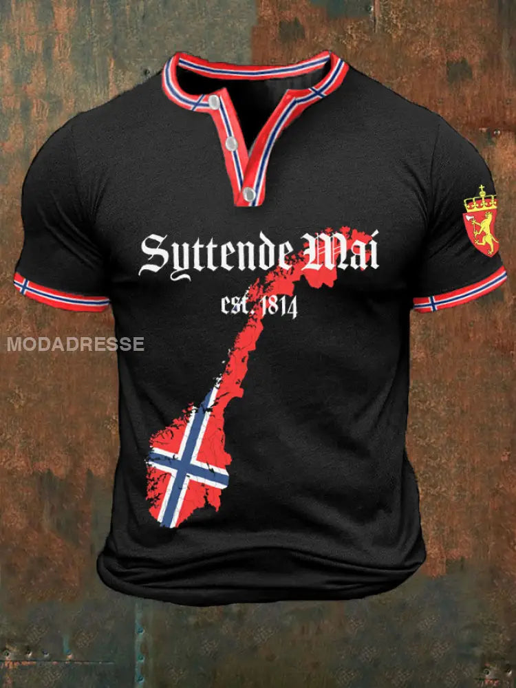 Herrens Norge 1814.5.17 Trykt Henry Krageskjort svart / S