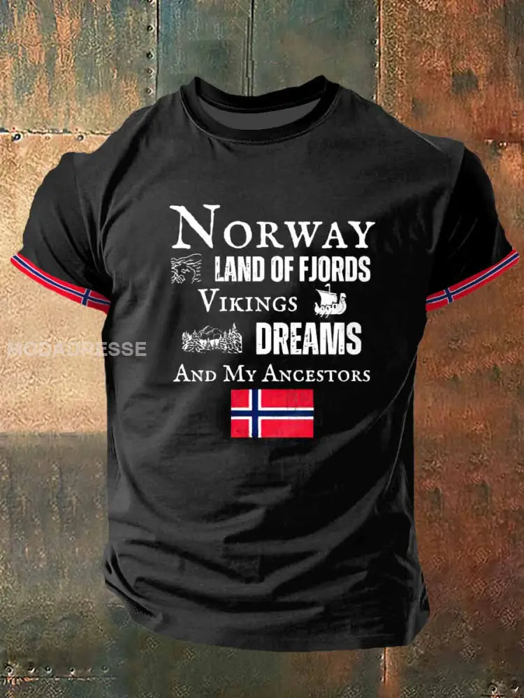 Herrens Norge drøm trykt Vintage kort erme T-shirt S