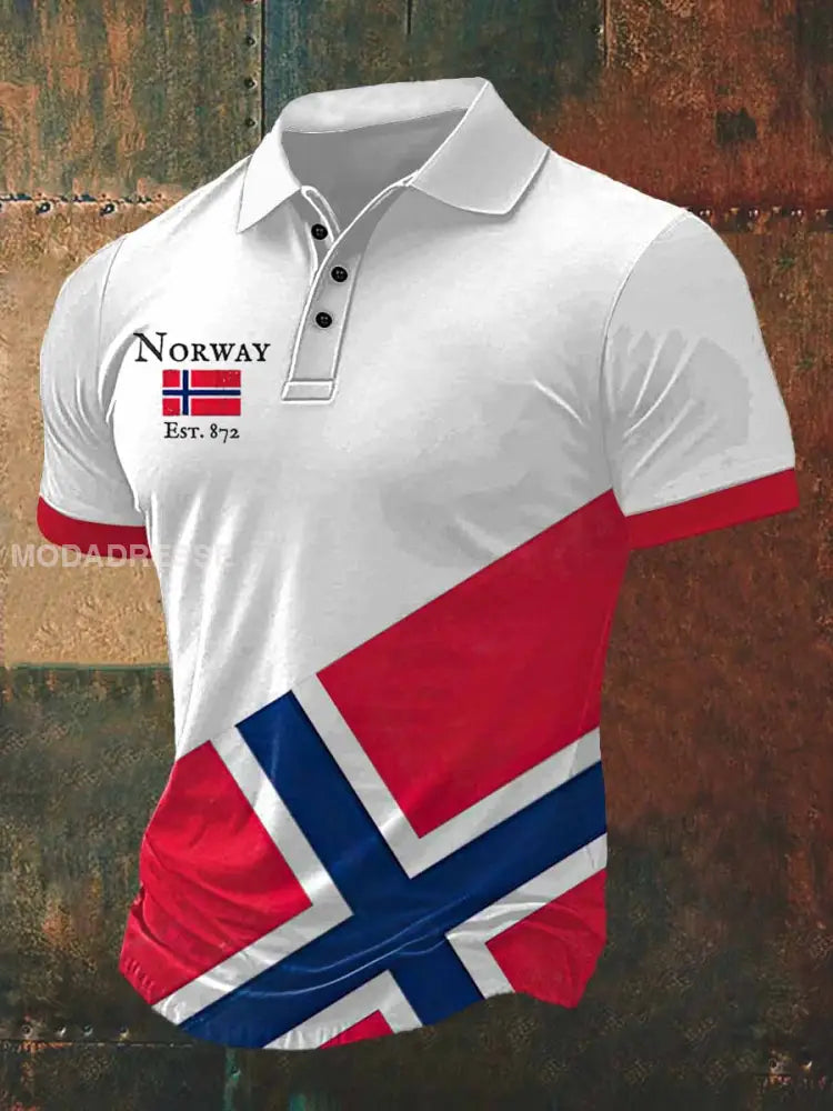 Herrens Norge Est 872 Skriv ut Polo hals T-shirt S