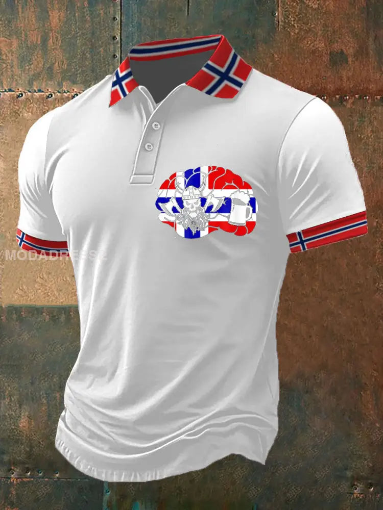 Herrens Øl Polo-skjorte kvit / S