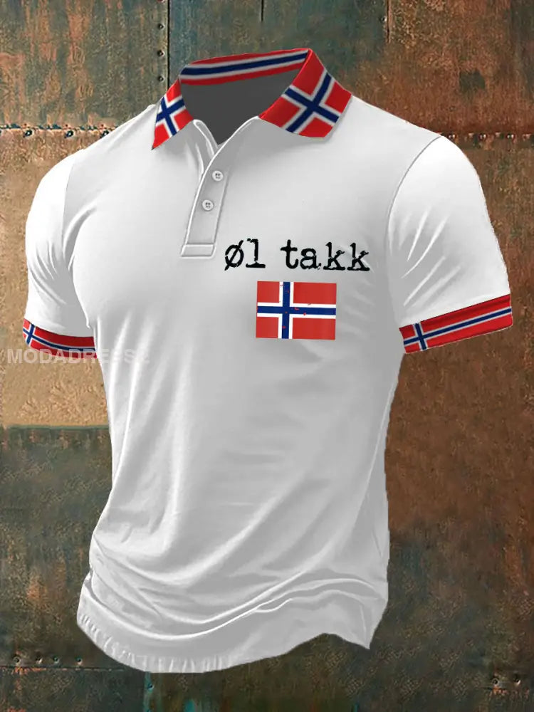 Herrens Øl Polo-skjorte kvit / S