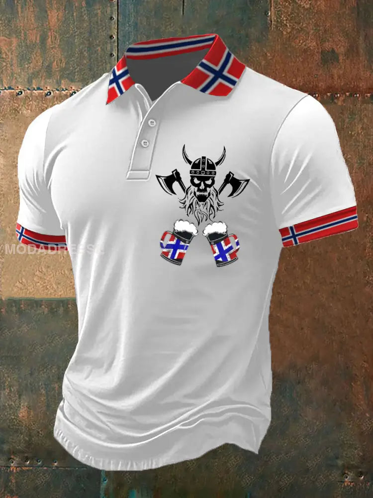 Herrens Øl Polo-skjorte kvit / S
