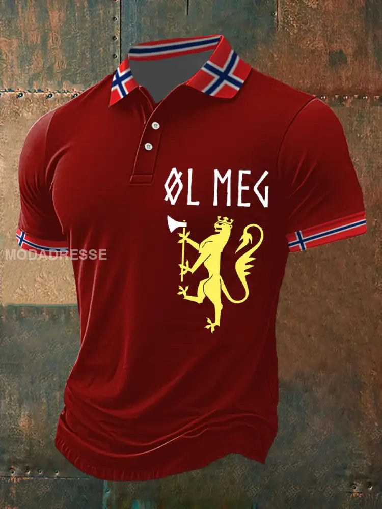 Herrens Øl Polo-skjorte raud / S