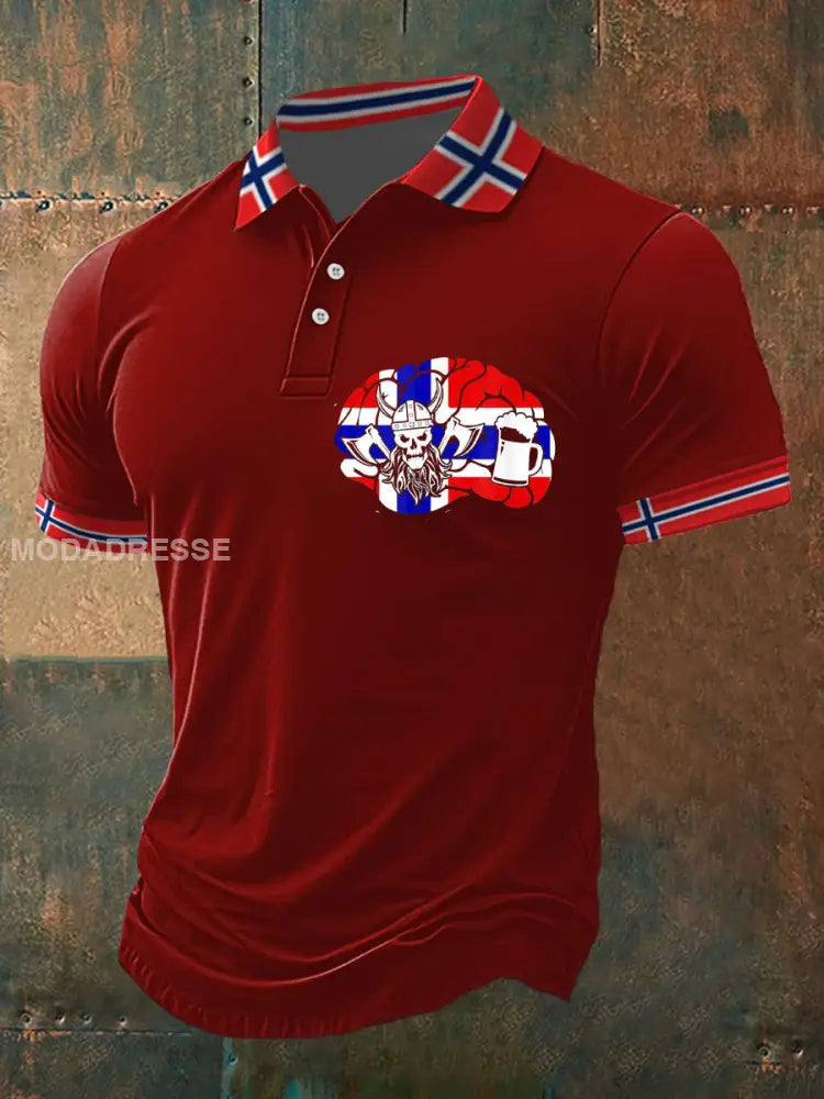 Herrens Øl Polo-skjorte raud / S