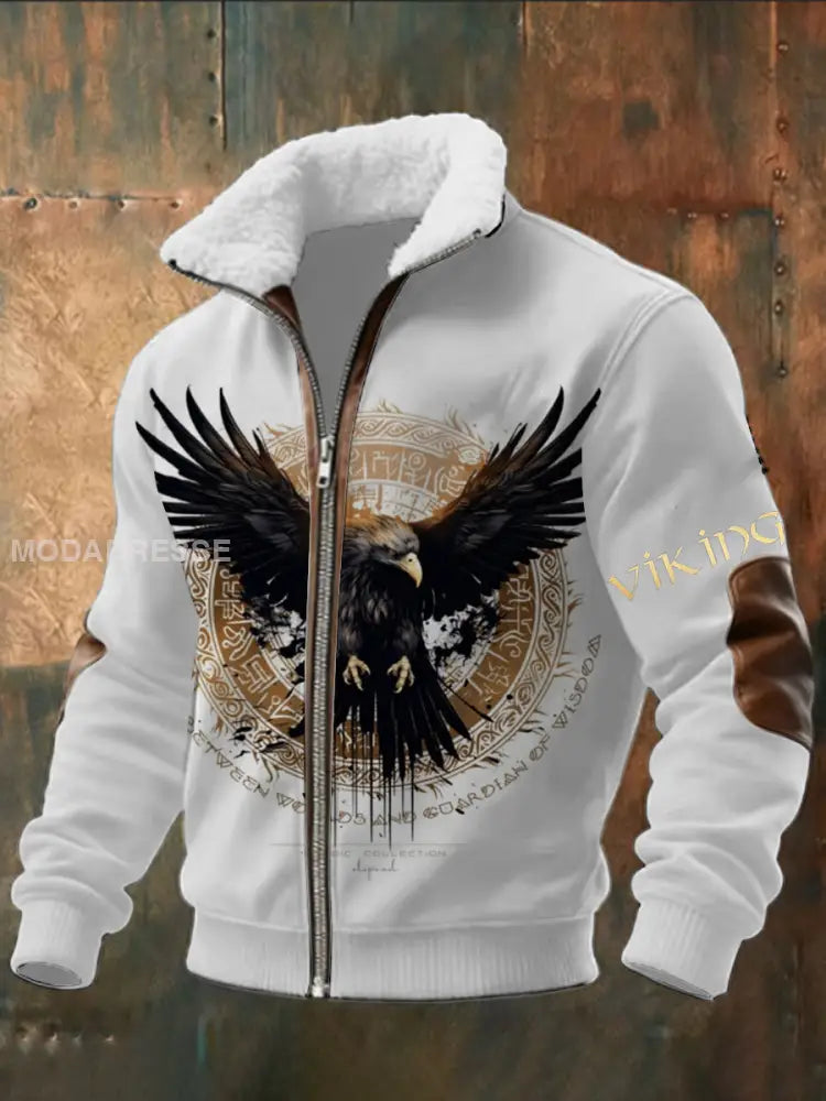 Herrens Regal Eagle & Viking Visdom Skriv ut Sherpa krage Jacka flerlog / S