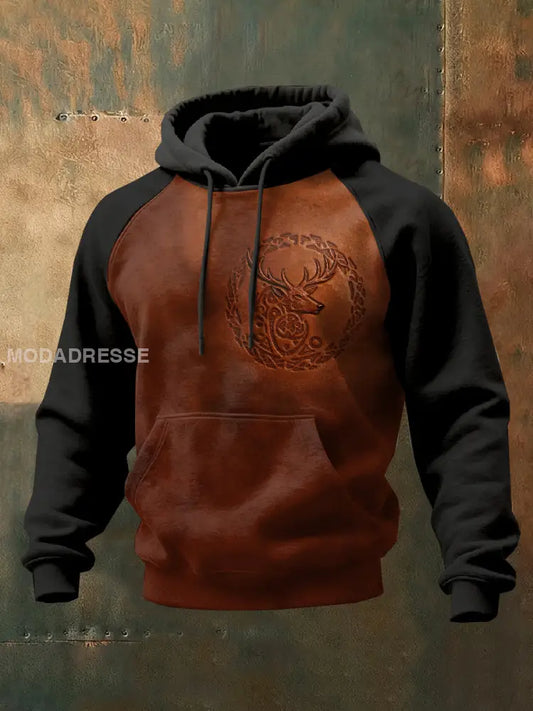 Herrens Retro Viking Style Casual Hooded Sweatshirt som bild / S