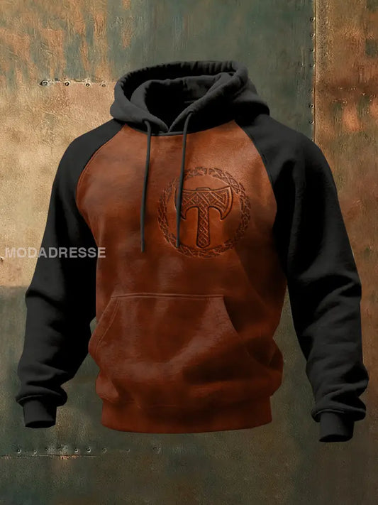 Herrens Retro Viking Style Casual Hooded Sweatshirt som bild / S