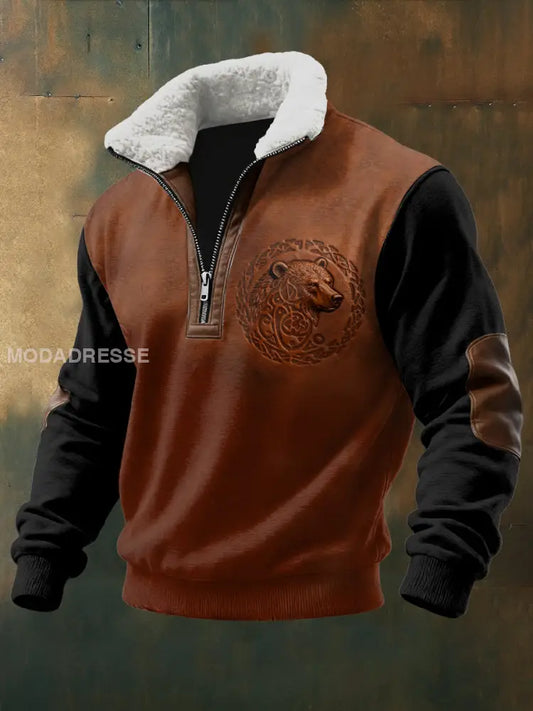 Herrens Retro Viking Style Casual Sweatshirt som bild / S