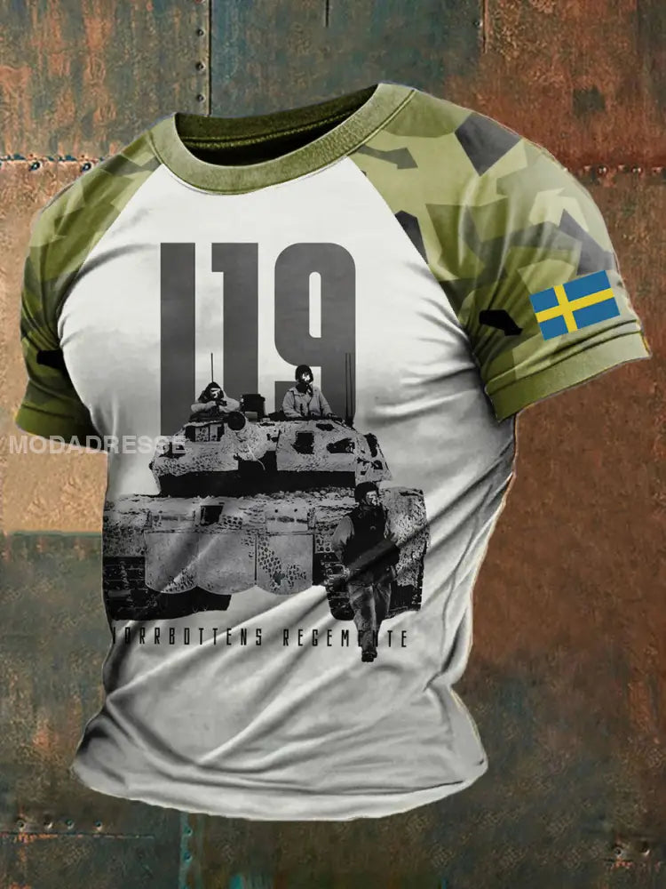 Herrens svenska armé T-shirt kränk-vitt / S