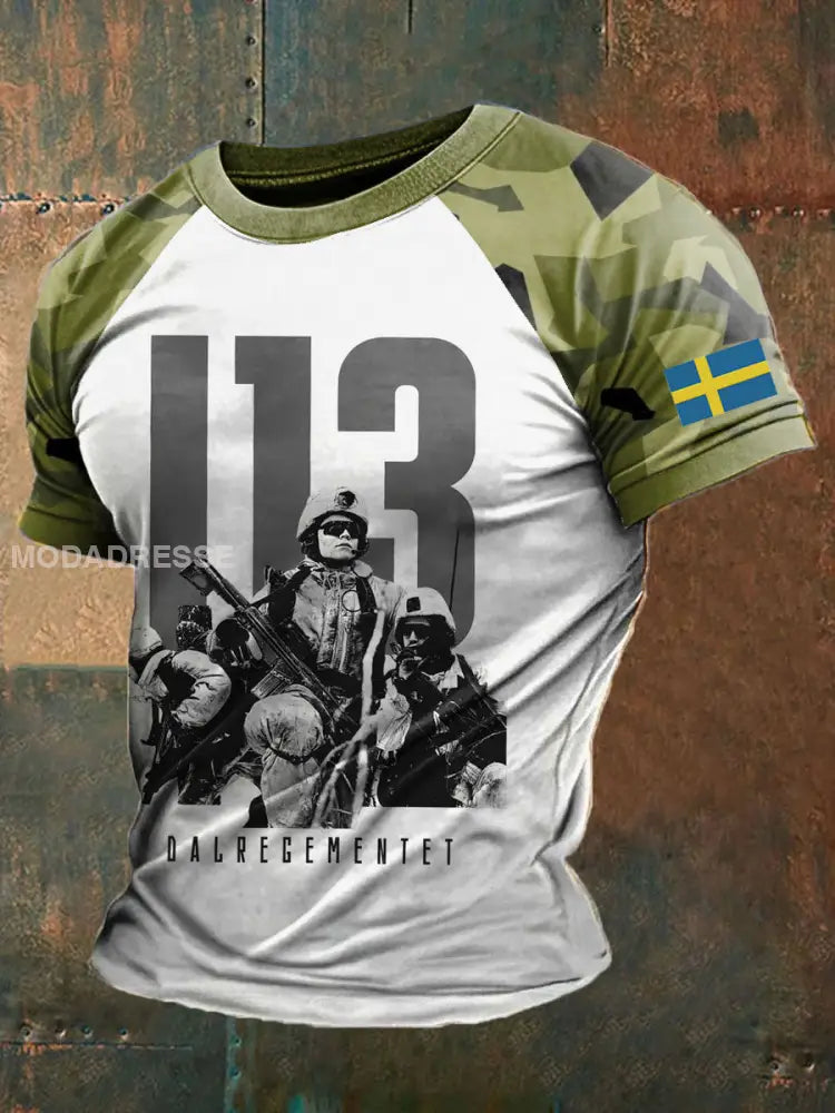 Herrens svenska armé T-shirt kränk-vitt / S