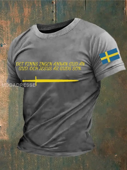 Herrens Sverige God Faith Tryckt T-shirt ljusgrå / S