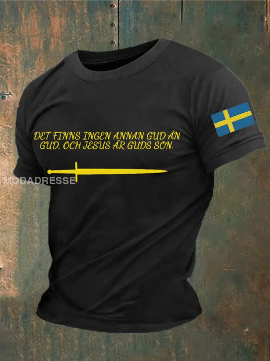 Herrens Sverige God Faith Tryckt T-shirt svart / S