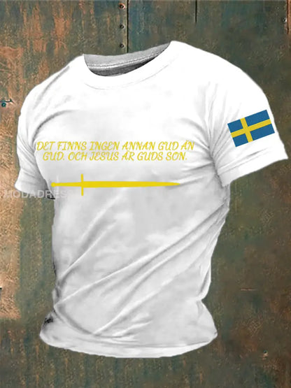Herrens Sverige God Faith Tryckt T-shirt vit / S