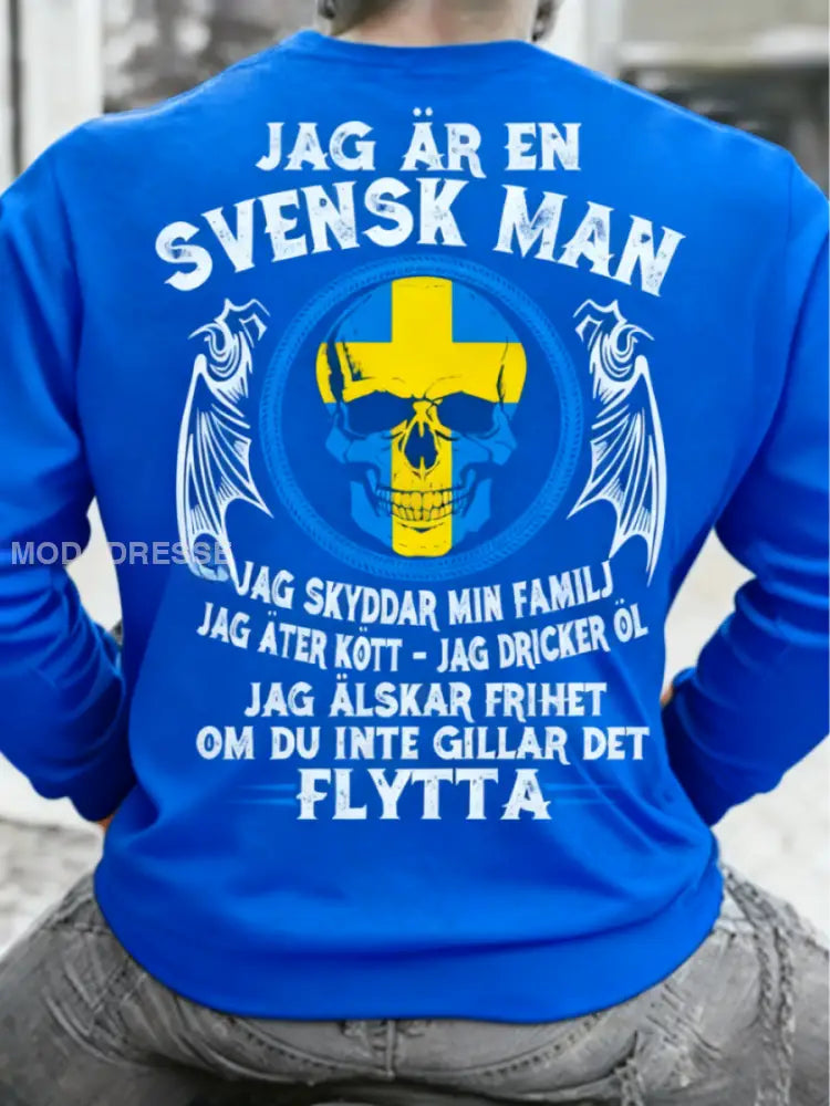 Herrens Sverige Jag är Svensk Sweatshirt Svensk blå / S