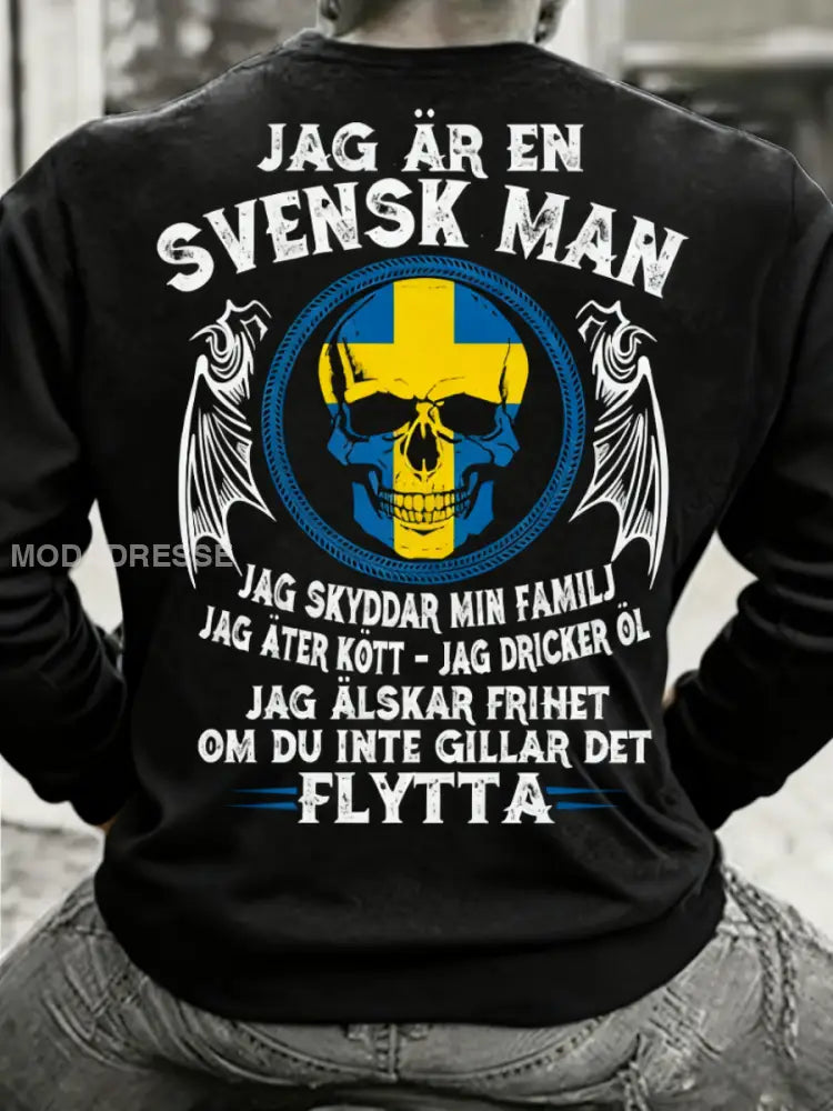 Herrens Sverige Jag är Svensk Sweatshirt svart / S