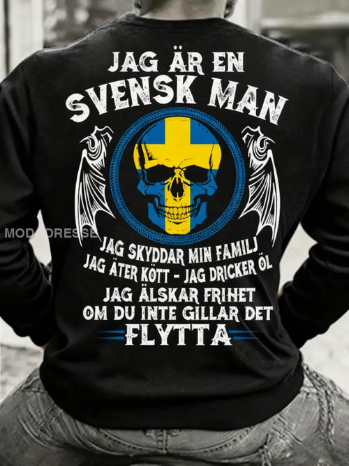 Herrens Sverige Jag är Svensk Sweatshirt svart / S