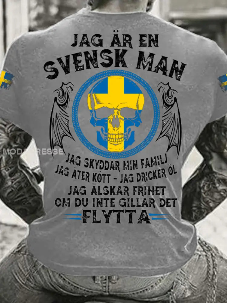 Herrens Sverige Jag är Svensk T-shirt ljusgrå / S